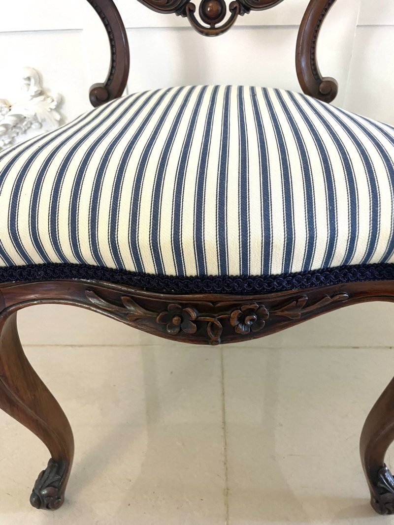 Outstanding Quality Set of 6 Antique Victorian Carved Walnut Dining Chairs - Image 9